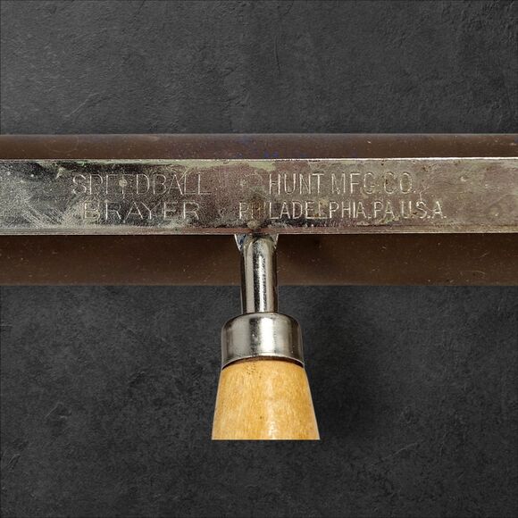 Vintage Speedball No. 66 Brayer 6" & Linoleum Cutter Tool w/ Box & Instructions - Picture 4 of 13